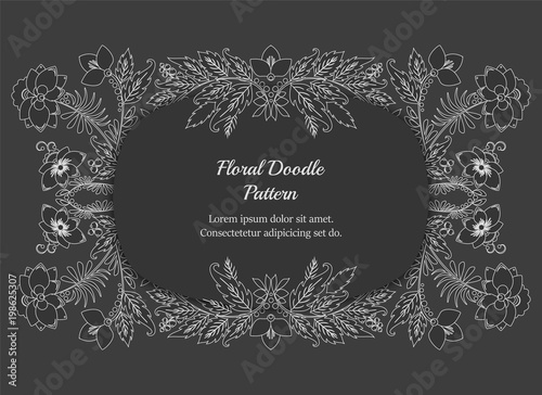 stock vector abstract hand draw flower and wave, doodle bouquet. oriental or arabic, russia textile design. template for card. banner