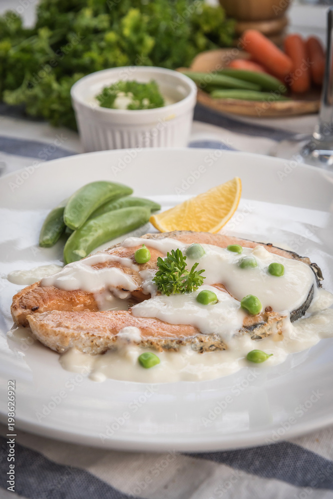 Grilled salmon steak Grilled salmon steak