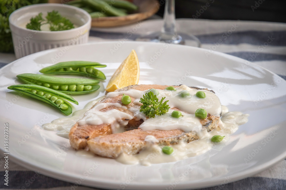 Grilled salmon steak Grilled salmon steak