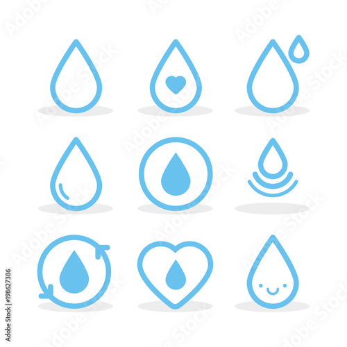 Set: Water drops. Vector illustration, flat design
