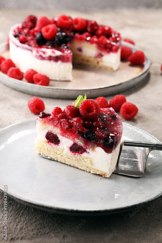 raspberry cake and many fresh raspberries raspberry cake and many fresh raspberries