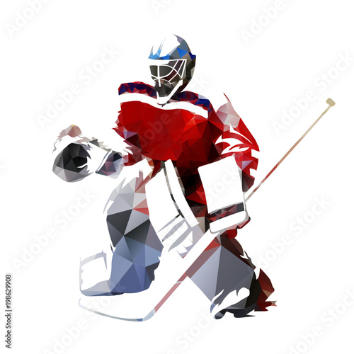 Ice hockey goalie, polygonal vector illustration