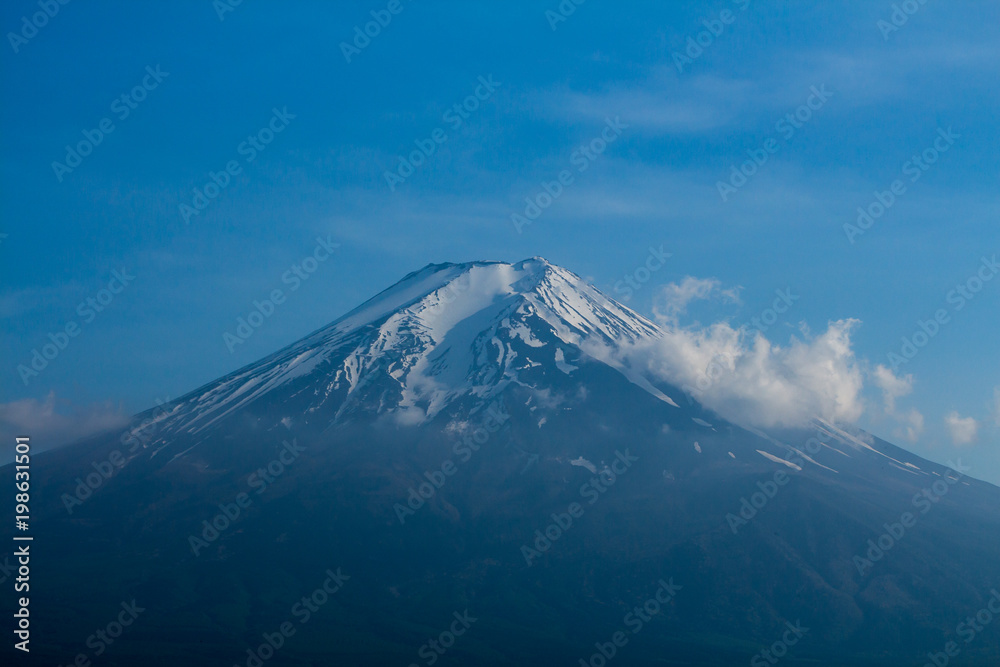 Fuji mountain national park travel beautiful clouds of blue sky morning summer in kawaguchiko at japan Fuji mountain national park travel beautiful clouds of blue sky morning summer in kawaguchiko at japan