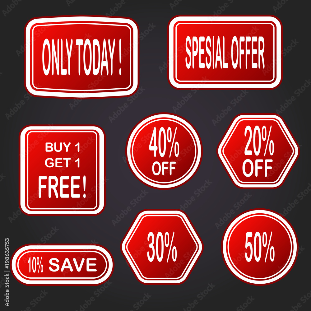 Vector set of sale design elements isolated on white background. Vector illustration. Eps 10. Vector set of sale design elements isolated on white background. Vector illustration. Eps 10.