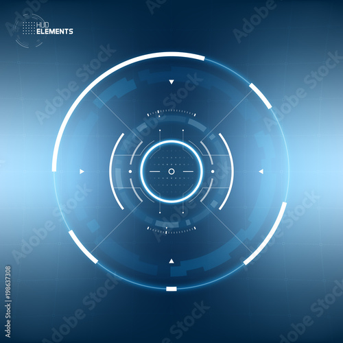 Futuristic Sci-Fi HUD User Interface Circle Element Virtual Reality Design. Abstract Background. Screen Transparency	
