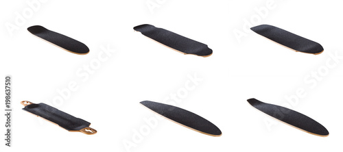 skateboards on a white background, six piece