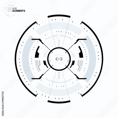Futuristic Sci-Fi HUD User Interface Circle Element Virtual Reality Design. Abstract Background. Screen Transparency 