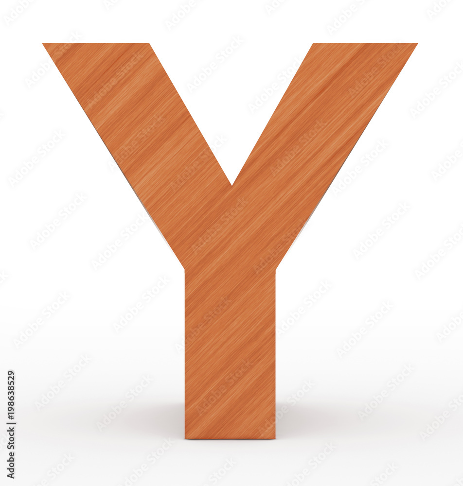 letter Y 3d wooden isolated on white
