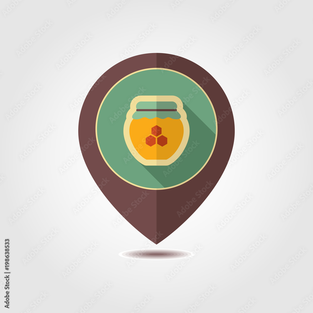 Jar with honey vector pin map icon Jar with honey vector pin map icon