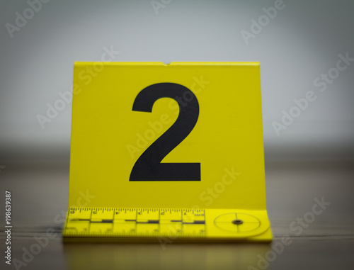 Police evidence marker. Forensic equipment.Isolated crime scene investigation concept