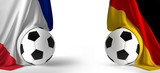 soccer ball with flags of France and Germany 3d rendering