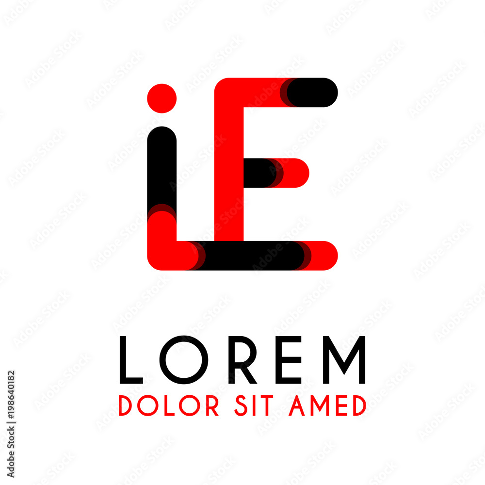initial Letter IE with red Black and has rounded corners initial Letter IE with red Black and has rounded corners
