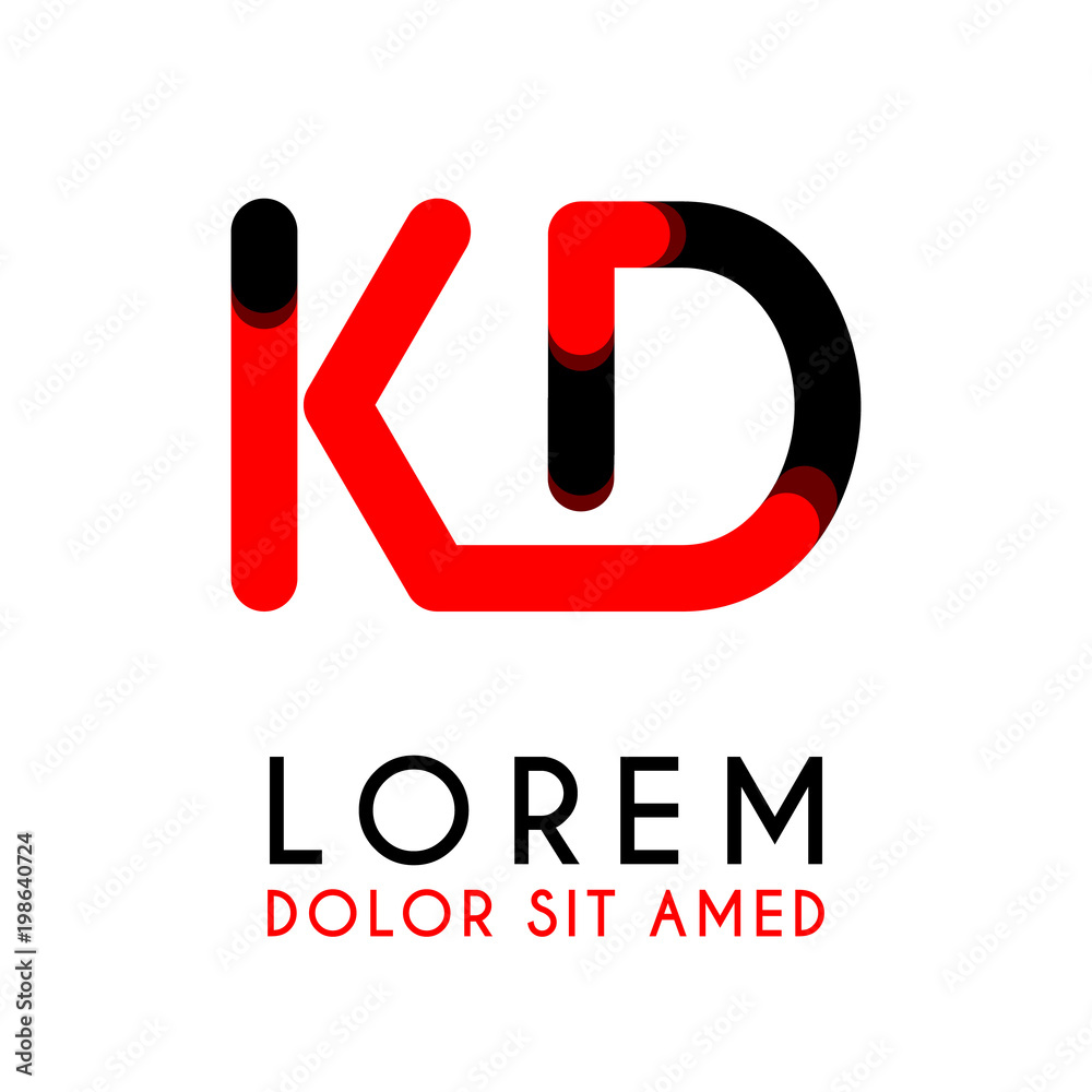 initial Letter KD with red Black and has rounded corners initial Letter KD with red Black and has rounded corners