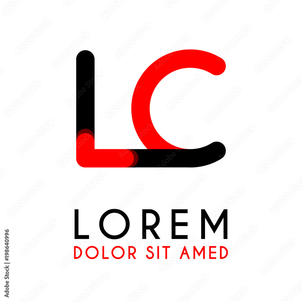 initial Letter LC with red Black and has rounded corners initial Letter LC with red Black and has rounded corners