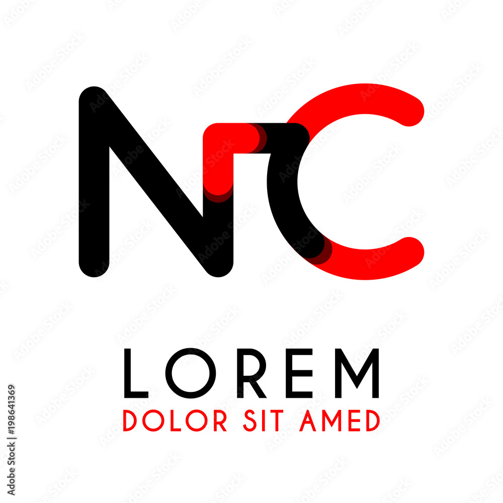 initial Letter NC with red Black and has rounded corners initial Letter NC with red Black and has rounded corners