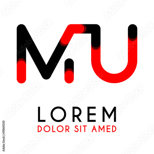 initial Letter MU with red Black and has rounded corners