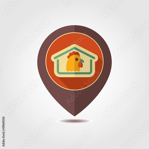 Chicken house vector pin map icon