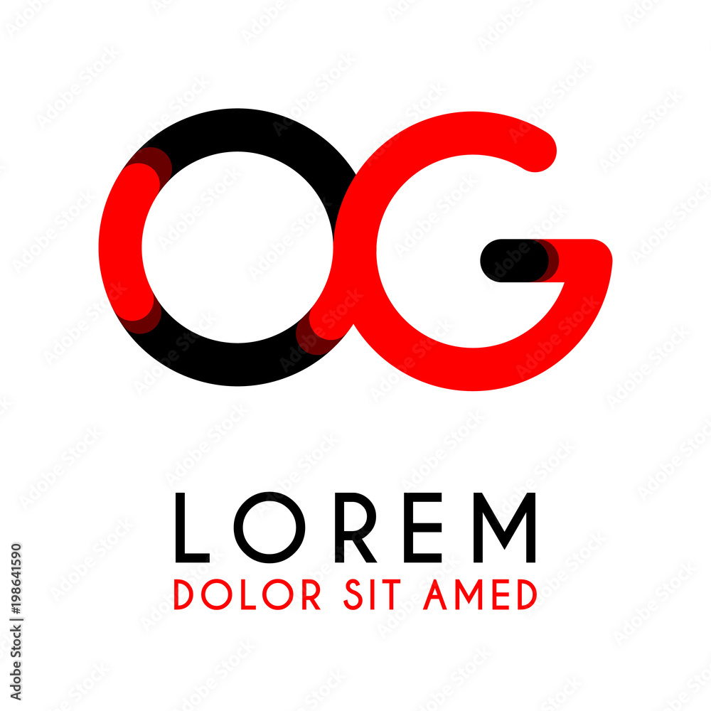 initial Letter OG with red Black and has rounded corners initial Letter OG with red Black and has rounded corners