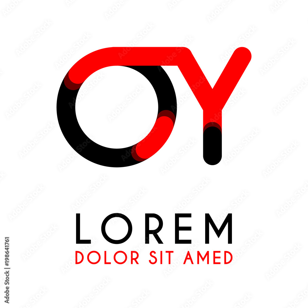 initial Letter OY with red Black and has rounded corners initial Letter OY with red Black and has rounded corners