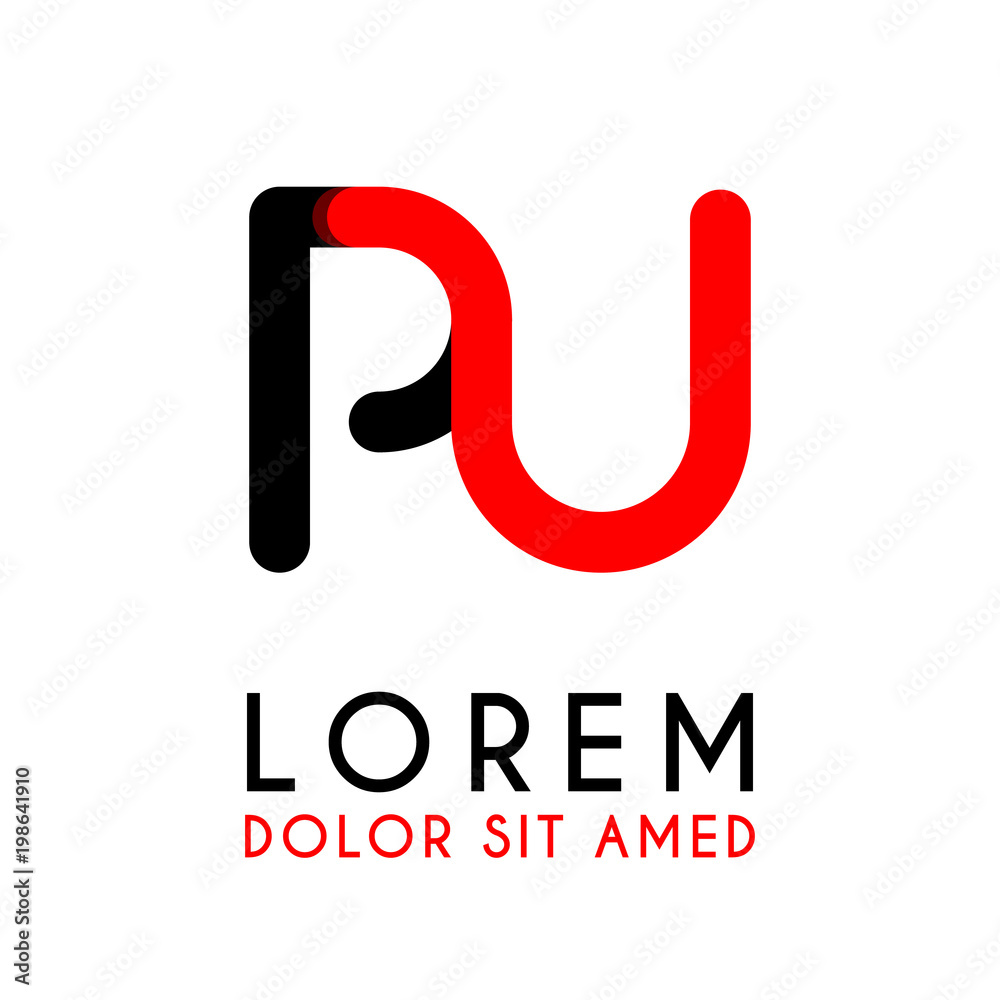initial Letter PU with red Black and has rounded corners initial Letter PU with red Black and has rounded corners