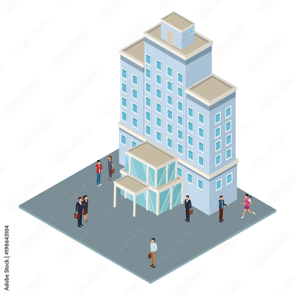 Company tower building isometric 3d vector illustration graphic design