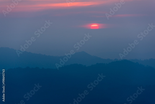 Sunset at the beautiful mountain
