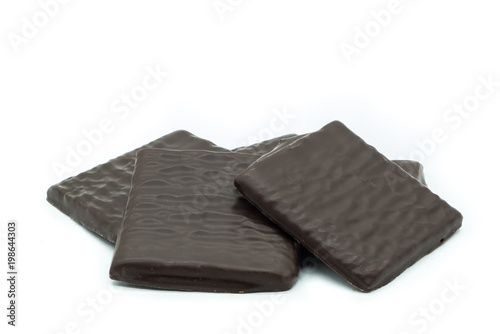 Five Chocolate Thins on White Background © James