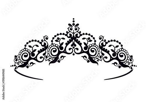 Black princess diadem on a wight background. The crown. Vector illustration. photo