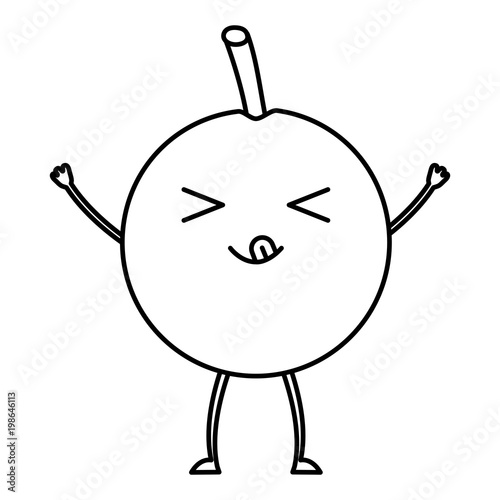 cartoon kawaii orange tongue out happy character