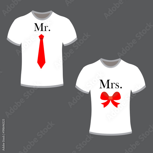 T shirt for couple with Mr and Mrs icons