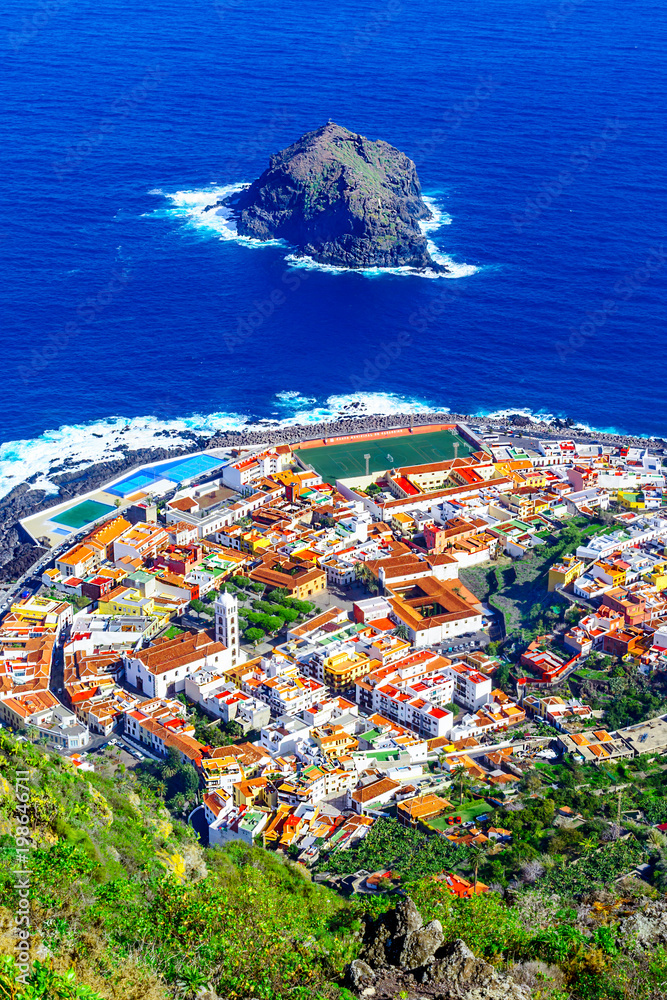 Garachico, Tenerife, Canary islands, Spain: Overview  of the colorful and beautiful town of Garachico.