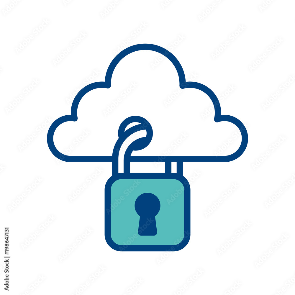 cloud with padlock hanging storage technology security data protection cloud with padlock hanging storage technology security data protection