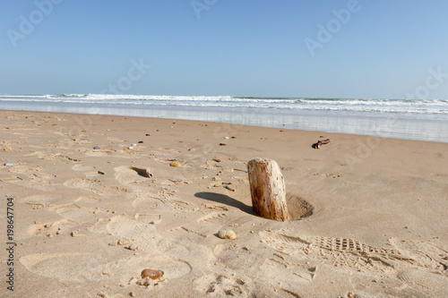 Empty Summer beach background shot from the sand