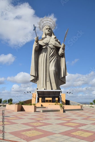 SANTA CRUZ, BRAZIL - September 25, 2017 - View of the courtyard of the largest Catholic statue in the world, the statue of Saint Rita of Cassia, 56 meters high, located in the northeastern backlands. 