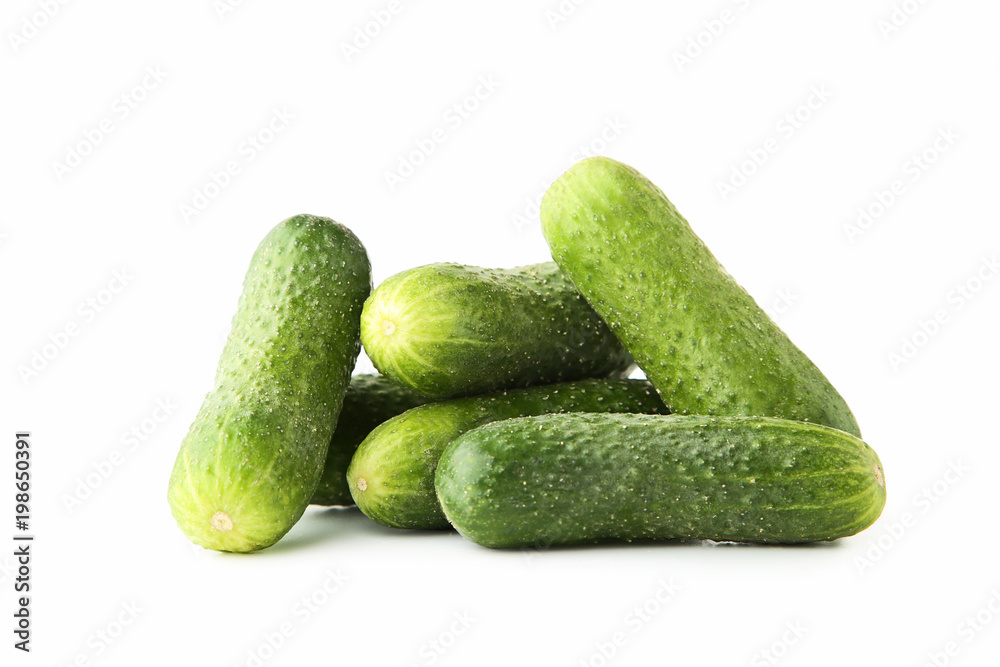 Fresh cucumbers isolated on white background Fresh cucumbers isolated on white background