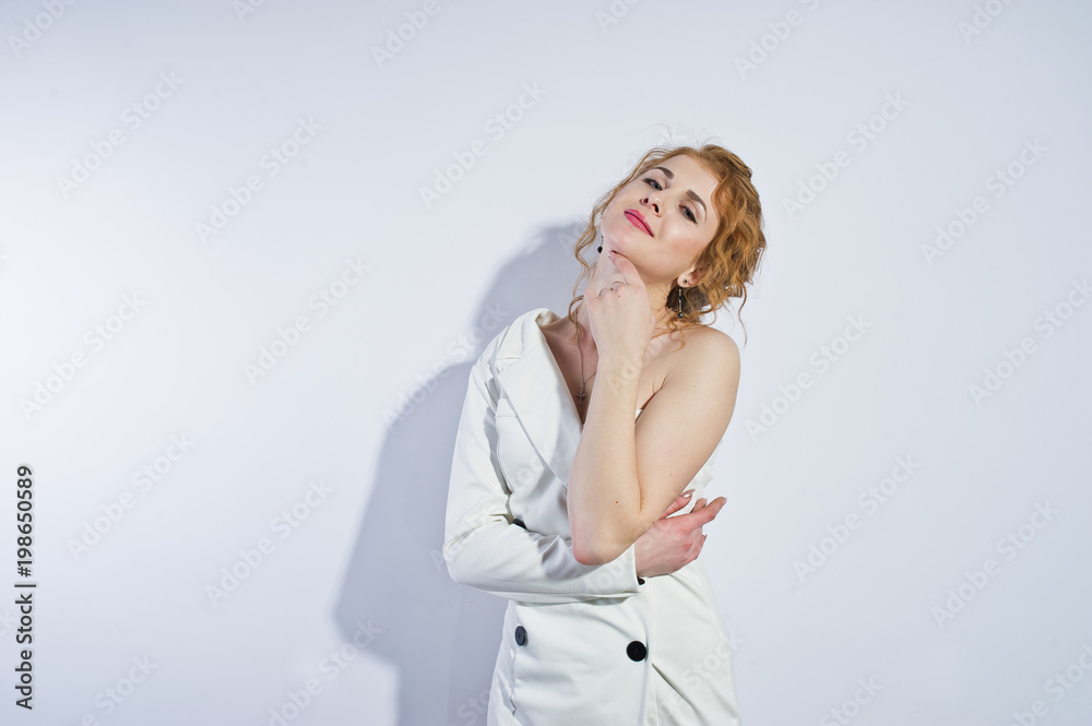 Curly hair girl isolated on white studio background. Curly hair girl isolated on white studio background.