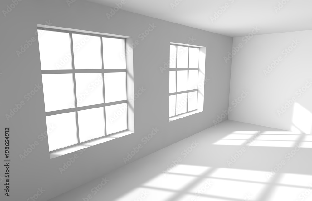 Obraz premium Empty white room with the lighted window