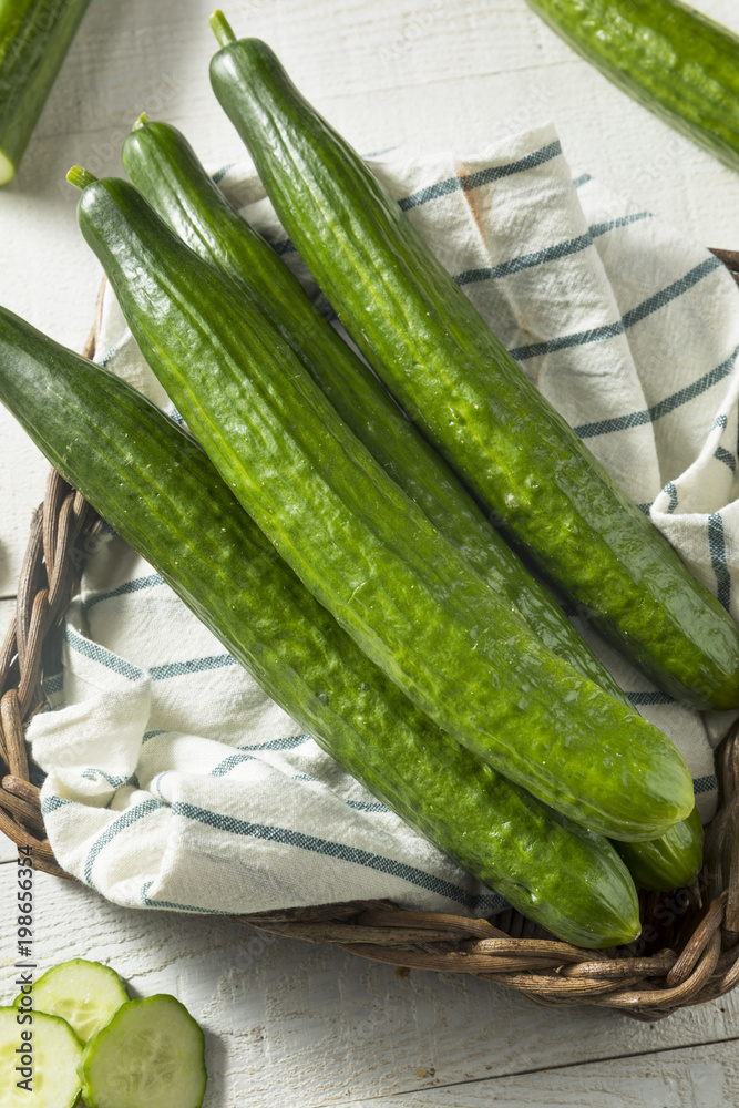 Fototapeta premium Healthy Organic Green English Cucumbers