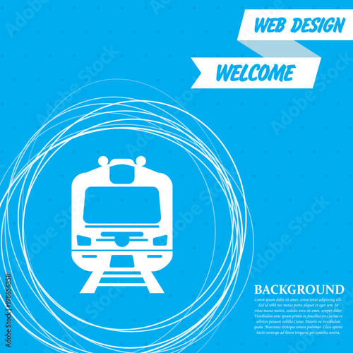 Train icon on a blue background with abstract circles around and place for your text. Vector