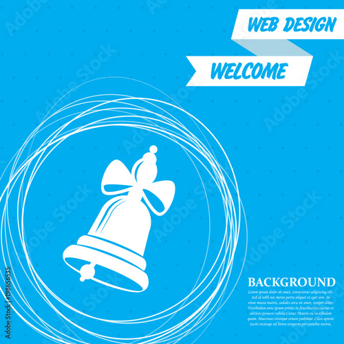 Ringing bell icon on a blue background with abstract circles around and place for your text. Vector