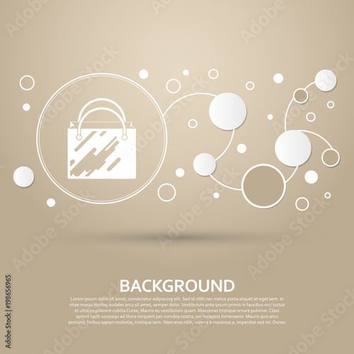 Shopping bag icon on a brown background with elegant style and modern design infographic. Vector