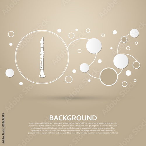 Clarinet icon on a brown background with elegant style and modern design infographic. Vector