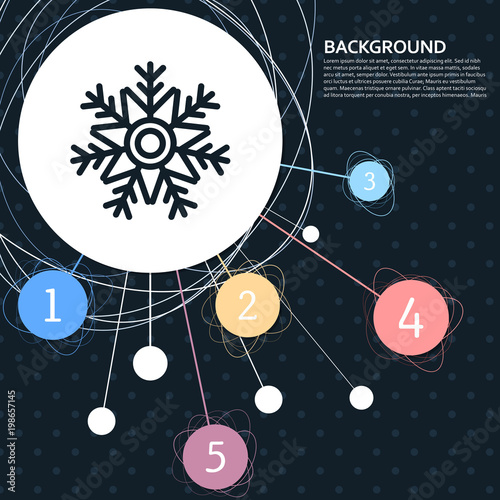 Snowflake icon with the background to the point and with infographic style. Vector