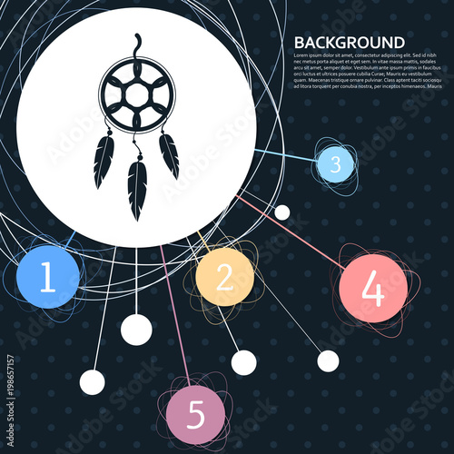 Dreamcatcher icon with the background to the point and with infographic style. Vector