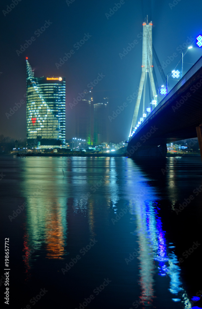 Naklejka premium Panoramic view of Riga city, the capital of Latvia