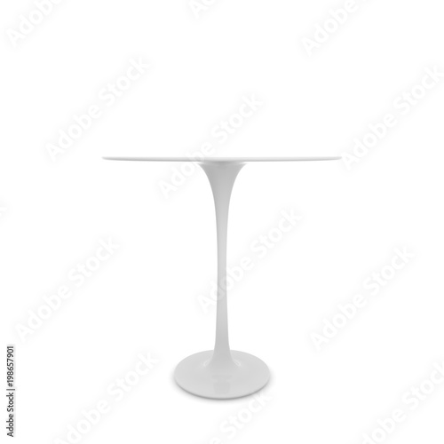 Table on a long leg. There is free space for your design. White isolated background