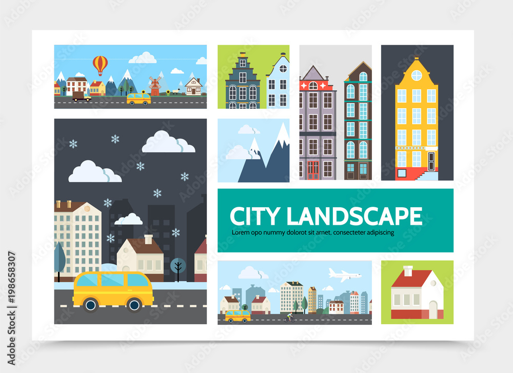 Flat City Landscape Infographic Concept