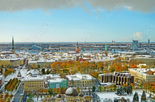 Panoramic view of Riga city  the capital of Latvia