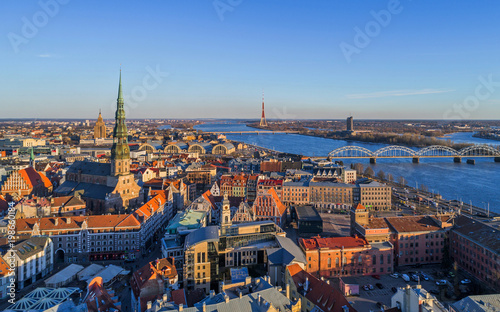 Panoramic view of Riga city, the capital of Latvia photo