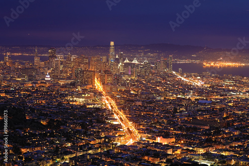 Night view of San Francisco city center